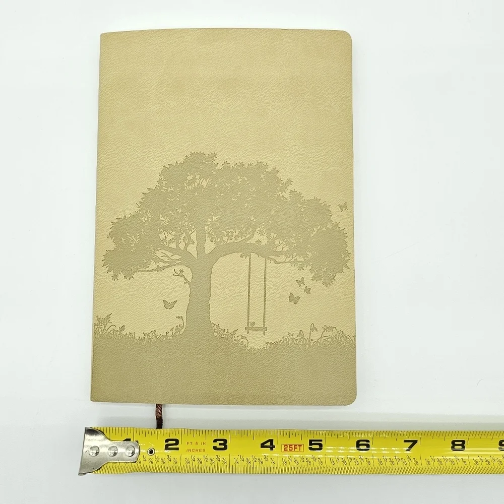 Tree of Life Faux Leather Journal Bamboo Pen Inspirational Bookmark Set Tan